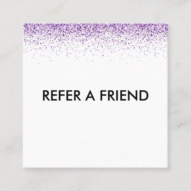 Luxury drips glitter purple Salon Referral Card (Front)