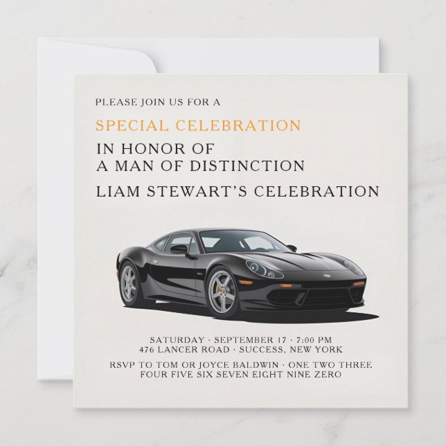 Luxury Drive Celebration Invitation (Front)
