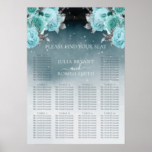 Luxury Dusty Blue Floral Wedding Seating Chart