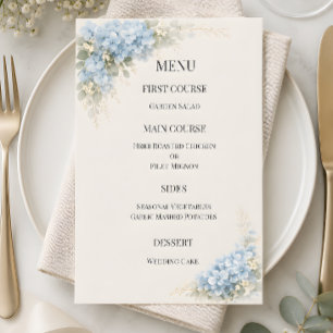 Luxury Dusty Blue Hydrangea Wedding Menu