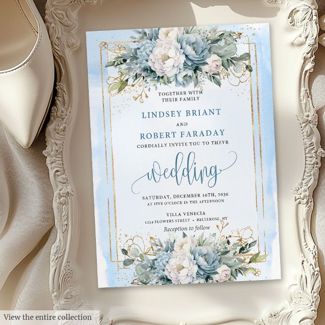 Luxury dusty blue white floral wedding invitation (Luxury dusty blue white floral wedding invitation

)