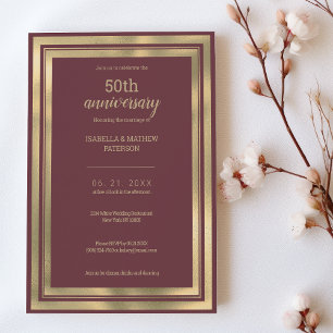 Luxury dusty pink gold 50th Wedding Anniversary  Invitation