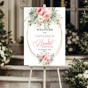 Luxury Dusty Pink Gold Bridal Shower Welcome Poster