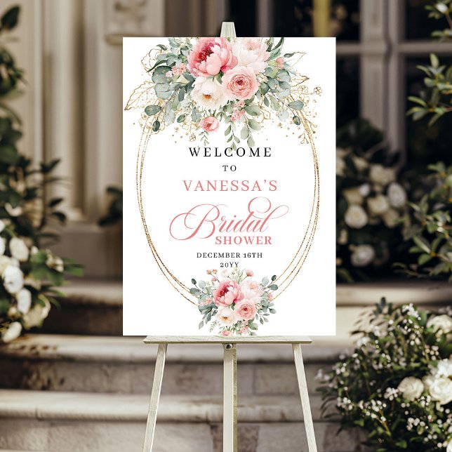 Luxury Dusty Pink Gold Bridal Shower Welcome Poster (Luxury Dusty Pink Gold Bridal Shower Welcome)