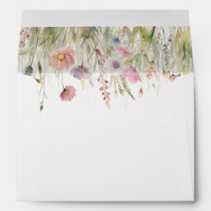 Luxury Dusty Pink Wildflower Wedding Envelope