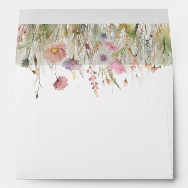 Luxury Dusty Pink Wildflower Wedding Envelope (Back (Bottom))