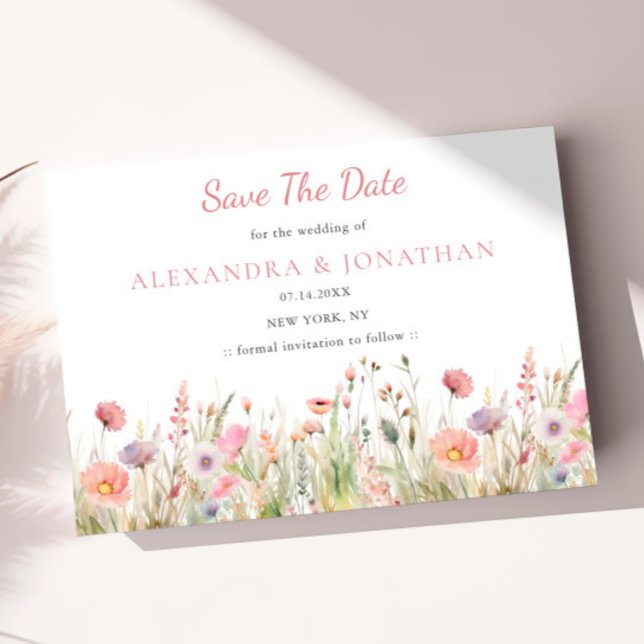 Luxury Dusty Pink Wildflower Wedding Save The Date (Creator Uploaded)