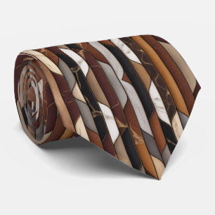 Luxury Earth Caramel Tone Marble Mosaic Tie