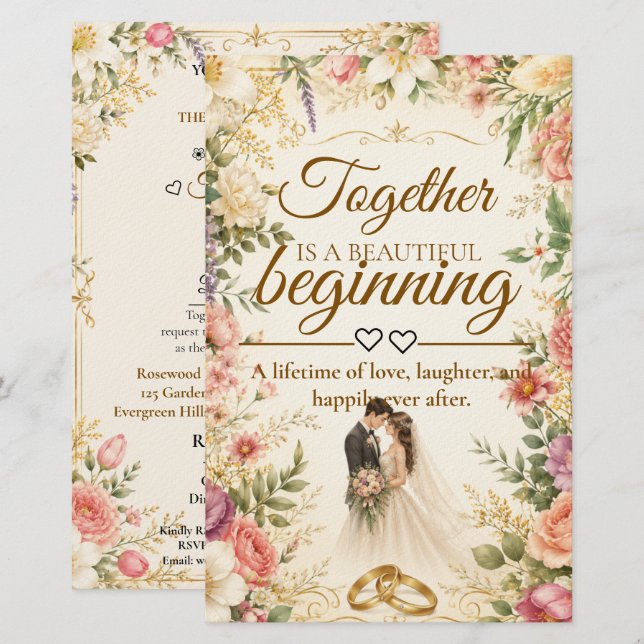 Luxury Editable Card for wedding invitation (Front/Back)