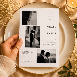 Luxury Editorial Photo Collage Wedding Invitation