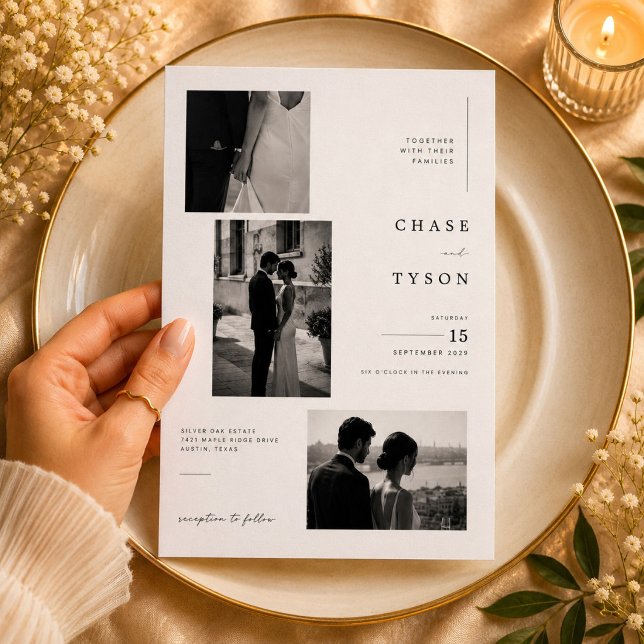 Luxury Editorial Photo Collage Wedding Invitation (Creator Uploaded)