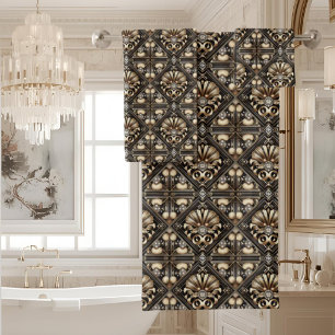 Luxury & Elegance Art Deco Black & Gold Bath Towel Set