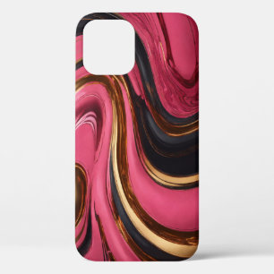 Luxury Elegance: Pink, Gold & Black iPhone Case" 12 Case