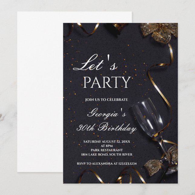 Luxury elegant adult birthday party invitation  (Front/Back)