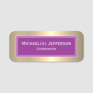 Luxury, Elegant And Modern: Violet Purple And Gold Name Tag