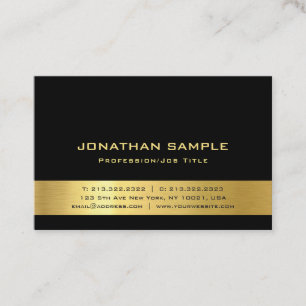 Luxury Elegant Black And Gold Modern Trendy Plain Business Card