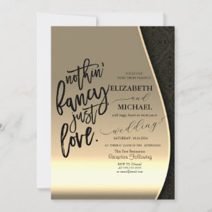 Luxury Elegant Black Damask Gold Wedding Invitation