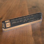 Luxury elegant black leather gold monogram lawyer