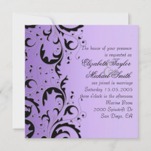 Luxury Elegant Black/Purple Floral Wedding Invite