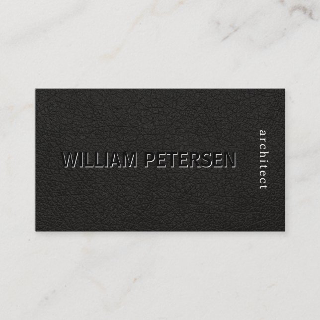 Luxury elegant black white leather professional business card (Front)
