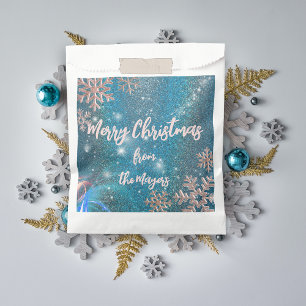 Luxury Elegant Blue Winter Wonderland Christmas Favour Bags