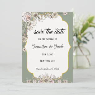 Luxury Elegant Boho Minimalist Sage Green Gold  Save The Date