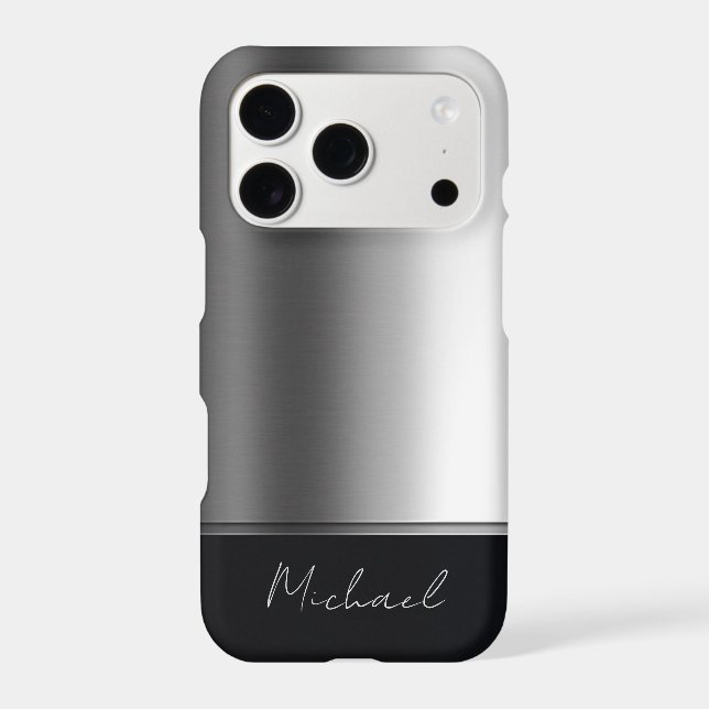 Luxury Elegant Brushed Metal Silver Gray (Back)