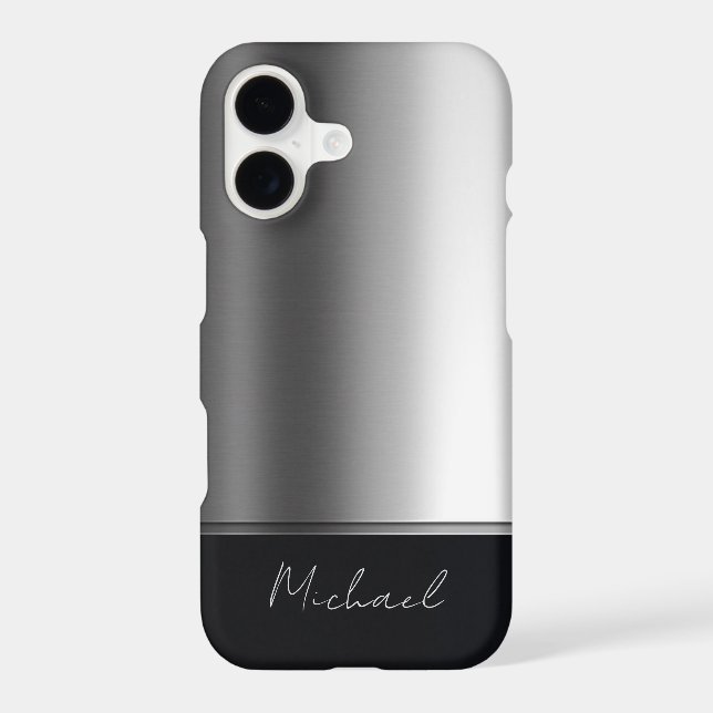 Luxury Elegant Brushed Metal Silver Grey (Back)