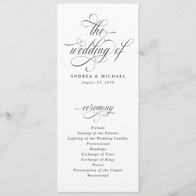 Luxury Elegant Calligraphy Wedding Program Programme (Front)