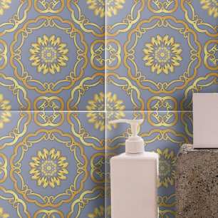 Luxury Elegant Classic Faux Gold Border On Grey  Tile