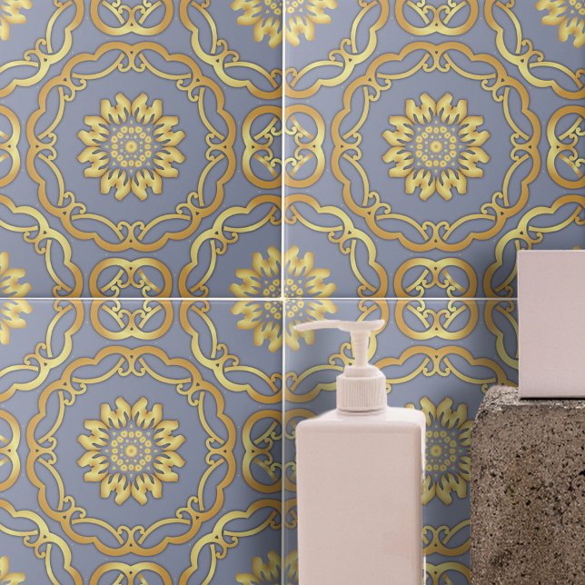 Luxury Elegant Classic Faux Gold Border On Grey  Tile (Creator Uploaded)