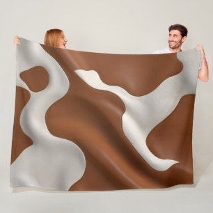 Luxury Elegant Faux Cow Leather Modern Collection Fleece Blanket