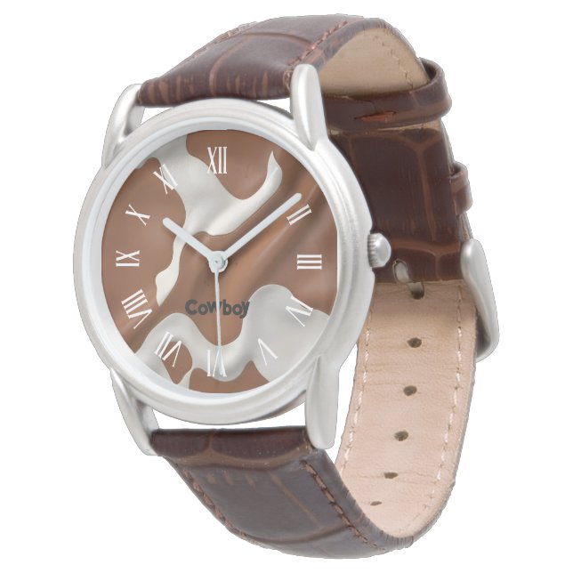 Luxury Elegant Faux Cow Leather Modern Collection Watch (Angled)