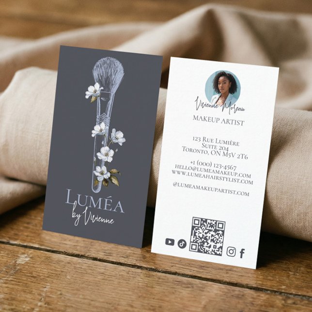 Luxury Elegant Floral Beauty Makeup Artist Photo Business Card (Luxury Elegant Floral Beauty Makeup Artist Photo Business Card)