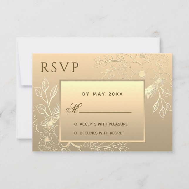 Luxury Elegant Floral Gold Lace Wedding Invitation (Front)