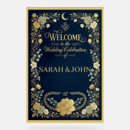 Luxury Elegant floral newly wed welcome wedding Acrylic Sign