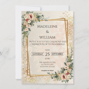 Luxury Elegant Garden Flowers Wedding Save The Date