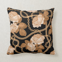 Luxury Elegant Gold Chain Plaid Gold Black Roses