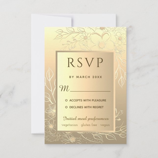 Luxury Elegant Gold Foil Floral Wedding Invitation (Front)