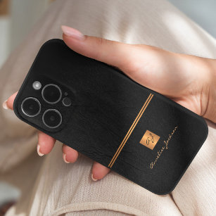 Luxury elegant gold glitter black monogrammed Case-Mate iPhone case