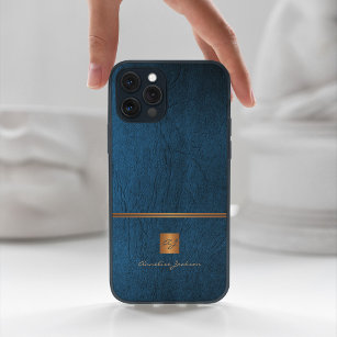 Luxury elegant gold glitter blue monogrammed Case-Mate iPhone case