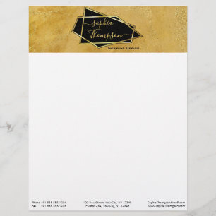 Luxury Elegant Gold Glitter Marble Script Custom Letterhead