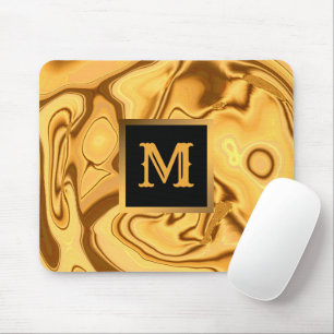 Luxury Elegant Gold Marble Monogrammed Mouse Mat