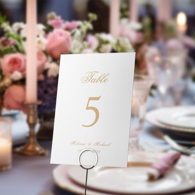 Luxury Elegant Gold Script Calligraphy Wedding Table Number (Creator Uploaded)