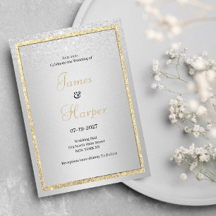 Luxury elegant gold silver glitter Wedding Invitation