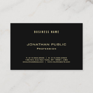 Luxury Elegant Gold Text Modern Professional Black Business Card