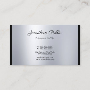 Luxury Elegant Handwritten Script Silver Cool Business Card