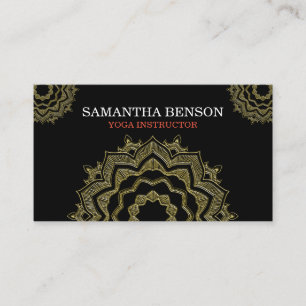 Luxury Elegant Mandala Lotus Logo Yoga Instructor Business Card