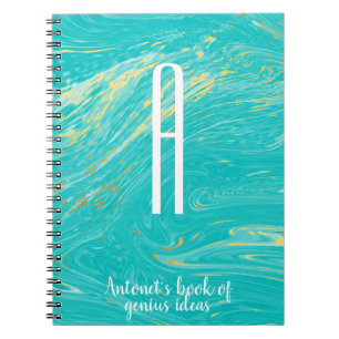 Luxury Elegant Marble Gold modern monogram quote Notebook