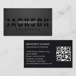 Luxury elegant matte black and grey QRcode Business Card